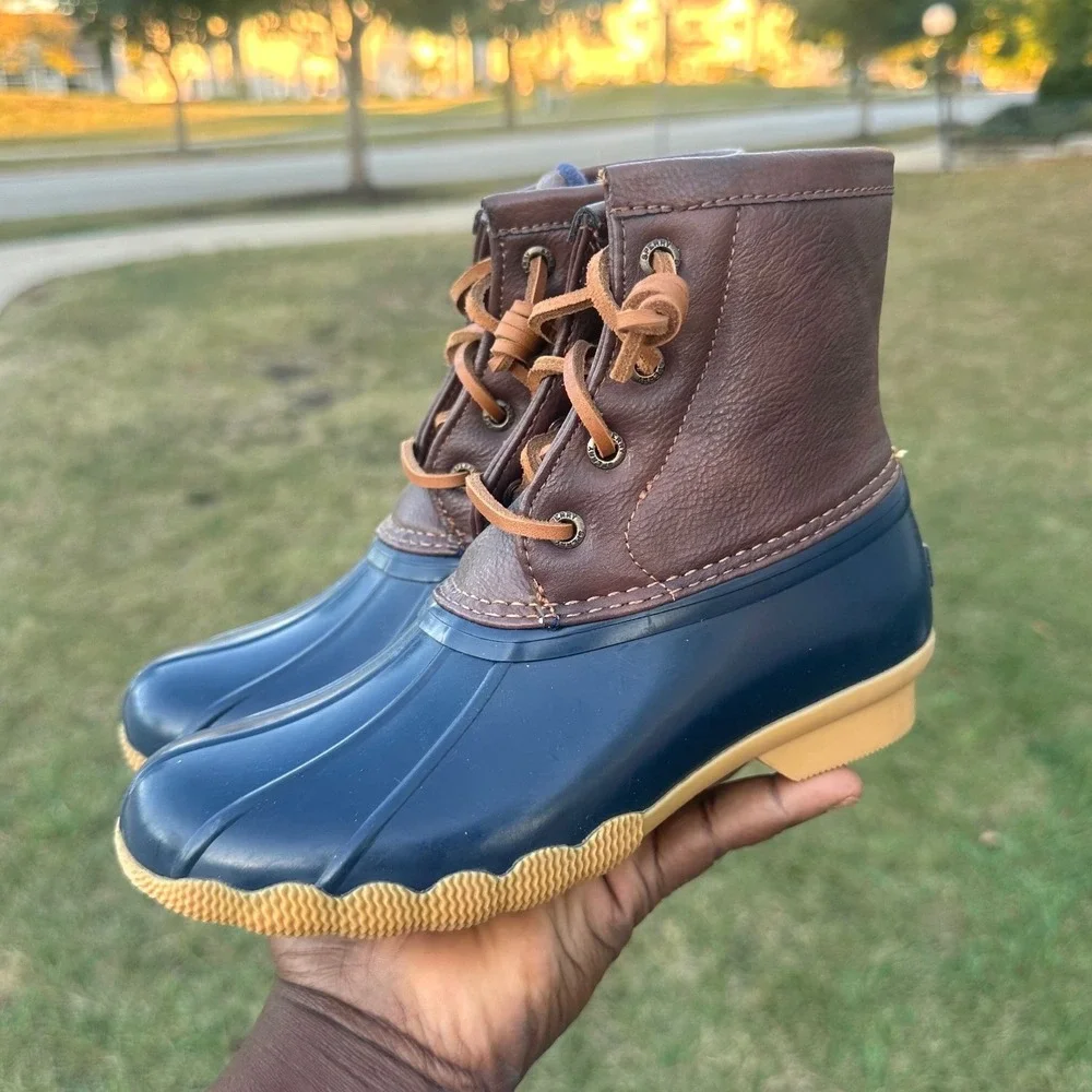 Sperry Topsider Saltwater Duck Boots Little‎ Kids Size 1M Blue Brown